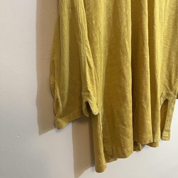 Soft‎ Surroundings XL Organic Cotton Yellow Top Lagenlook Hood Buttons - Picture 5 of 11
